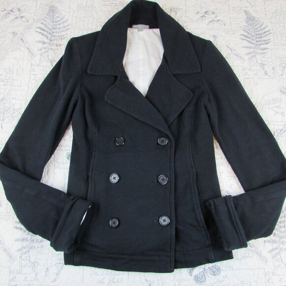 James Perse Double Breasted Sweatshirt peacoat luxury Capsule Jacket Women 1 S - Picture 1 of 5